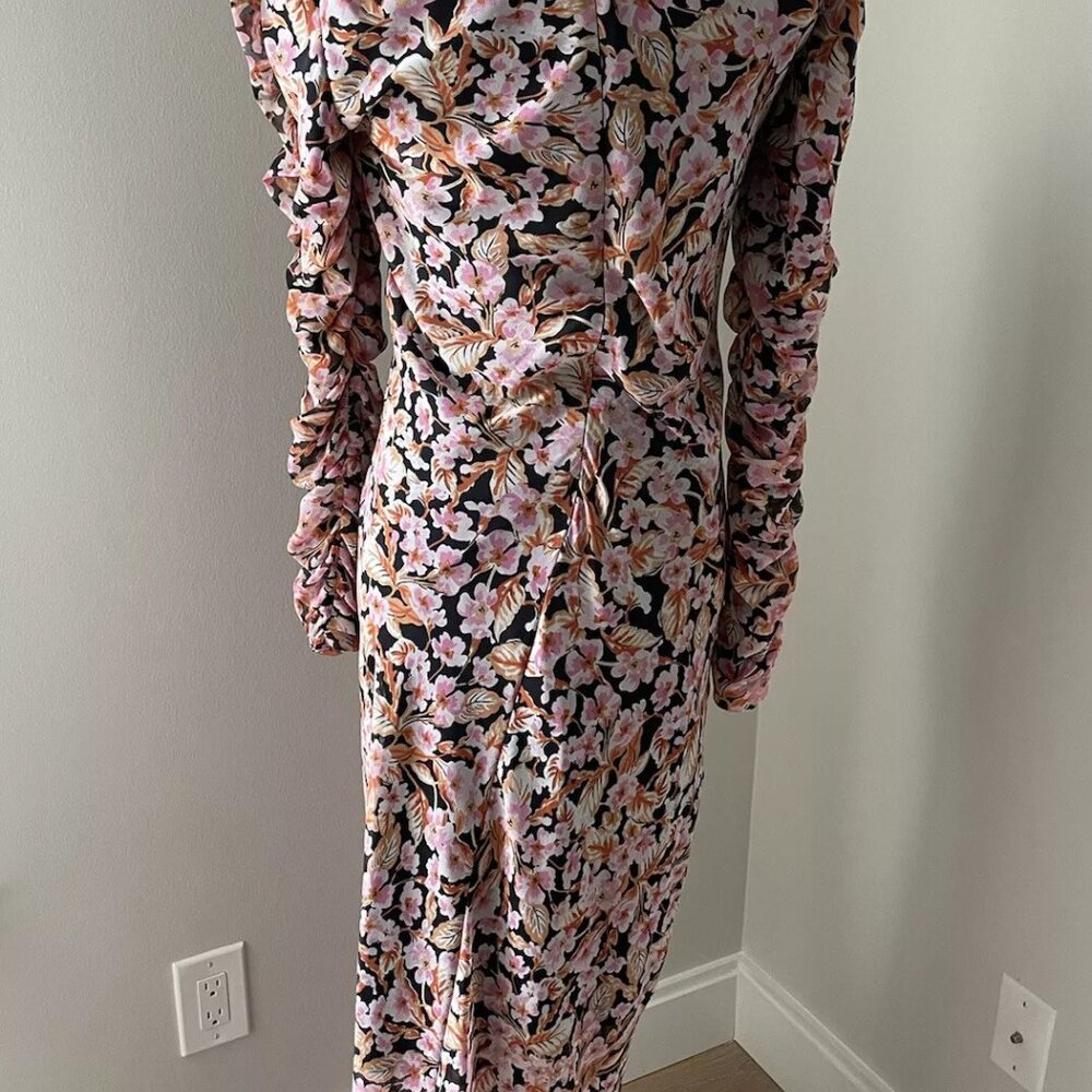 Zara Women’s Midi Floral Ruched Dress - Size M, NWT, Feminine & Flattering - Picture 3 of 16